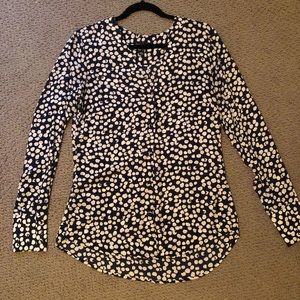 Long tall sally blue and white polka dot blouse